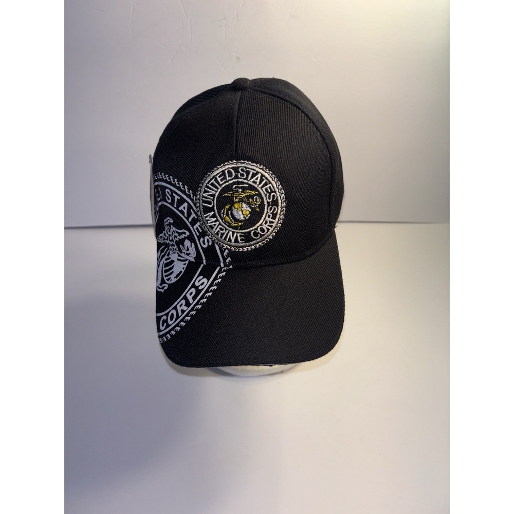 United States Marine Black‎  Adjustable Strapback Hat Ball Cap Embroidered